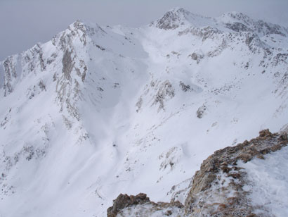Il Monte di Caldenno 2669 m, versante Est (Lago Colina) dal Sasso Bianco 2490 m.
