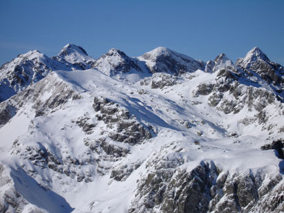 La Cima di Val Pianella 2349 m, vsta dal Munt de Sura 2269 m.
