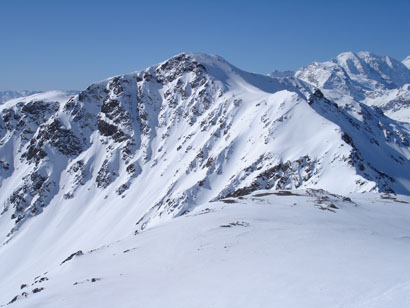 Il Piz la Stretta 3104 m versante NE, dalla cima del Monte Garone 3030 m.