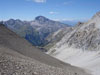 Dalla Forcola di Zavretta 2901 m la Val Zavretta con il Piz d'Ela 3338 m.
