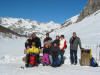 Foto di gruppo una volta raggiunta la meta alla fine della Val Fex.