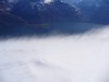 La neve soffiata dal vento "vela" il Lago di Como.