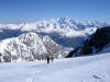 Arrivo al Col des Roches 3400 m ca, sullo sfondo il M. Bianco 4807 m.