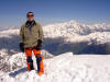 Gio in cima al Mont Pourri 3779 m, sullo sfondo il massiccio del Monte Bianco.