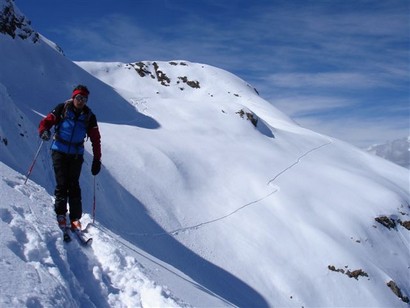 Gianluca dopo avere percorso il tratto chiave con la Cima Cadin 2417 m.