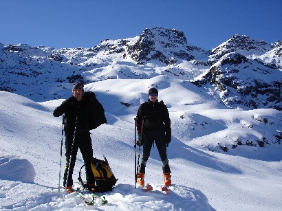 Pausa a circa 600 m di dislivello dalla vetta.