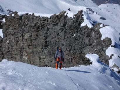 Giò verso la cima della Grande Rousse 3607 m, con la cresta SW.