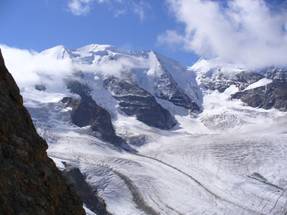 Veduta sul Piz Palù e ghiacciaio.
