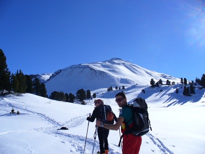 Sergio e Stefano, con sullo sfondo il Piz Daint.