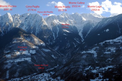 Il versante N (Talamona) della costiera Monte Piscino/Monte Lago.