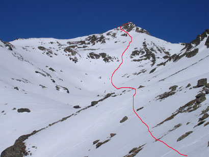 Il Monte Forcellina durante la salita da circa 2800 m, versante SE.