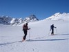 Il tratto pianeggiate a 2700 m con il Piz Linard 3410 m.