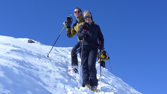 Paolo e Milvia scendono dal Piz Muragl.