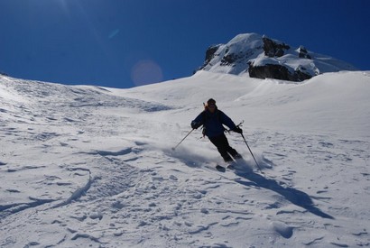 Roberto durante la discesa dal Ponteranica Centrale.