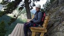 Fulvio si riposa a meta ferrata.
