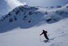 Gianluca con il Piz Fless 3020 m sulla Vedret Valtorta.