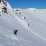 Gianluca durante la discesa sulla parete E dalla Cima Forzellina 2829 m.